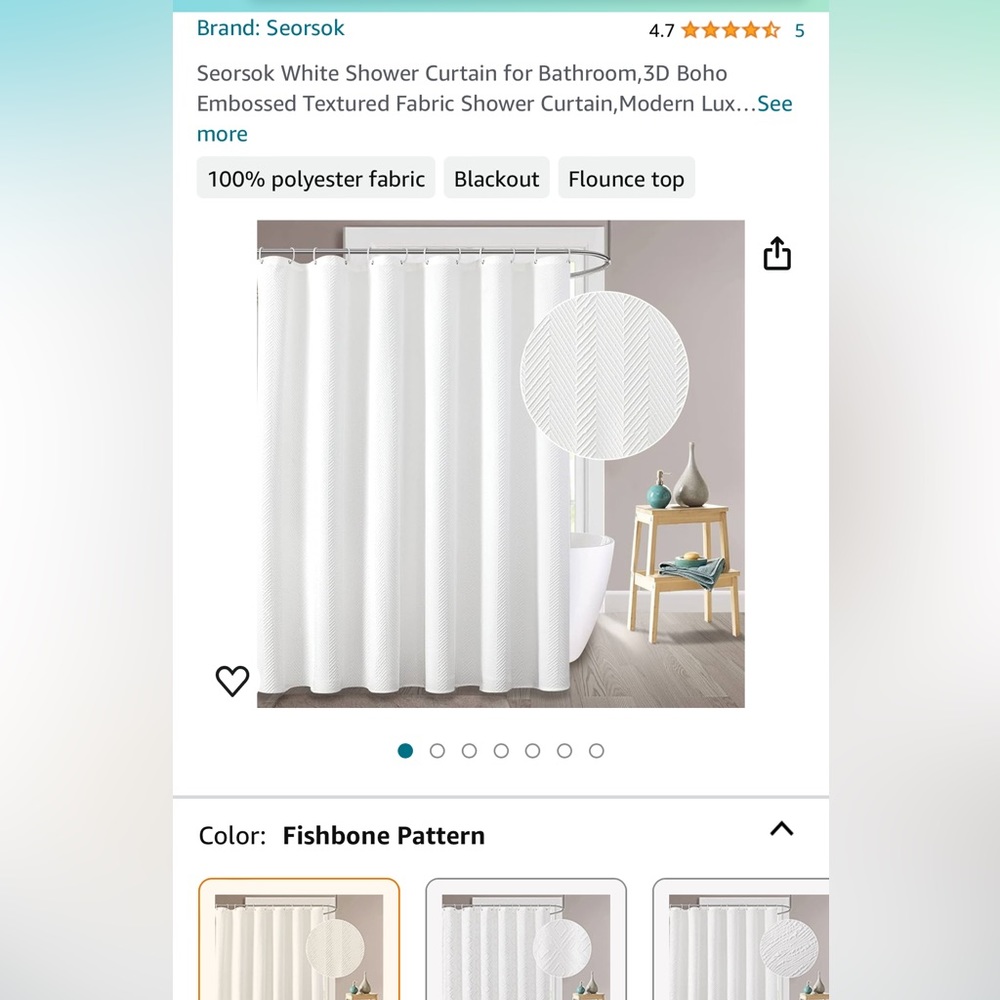 White Shower Curtain Fishbone